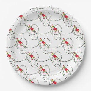Grinch   Christmas Lights Pattern Paper Plates