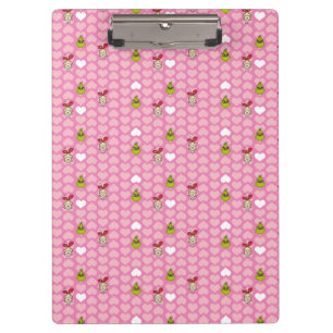 Grinch & Cindy-Lou Pink Heart Pattern Clipboard