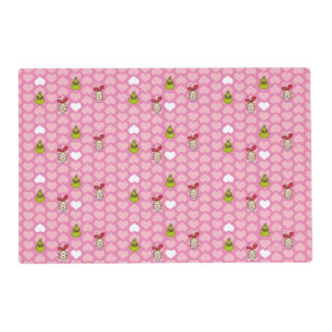 Grinch & Cindy-Lou Pink Heart Pattern Placemat