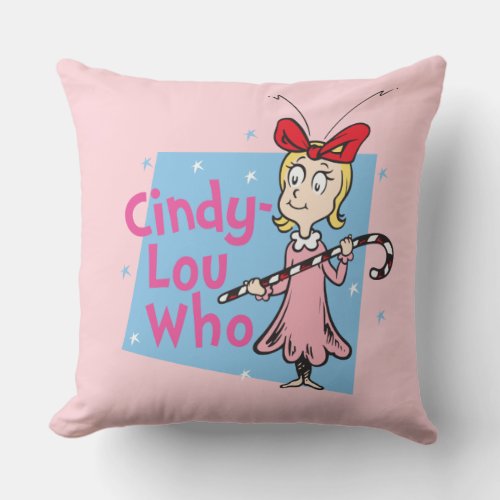 Grinch  Cindy_Lou Who _ Candy Cane Throw Pillow