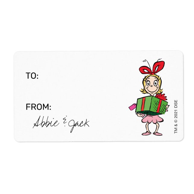 Grinch Cindy-Lou Who Christmas To From Label Zazzle