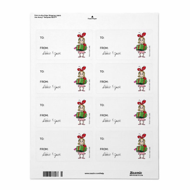 Grinch - Cindy-Lou Who | Christmas - To From Label | Zazzle for Free Printable Grinch Christmas Gift Tags