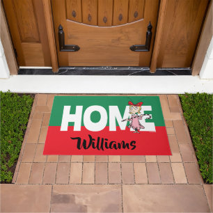 Grinch   Cindy-Lou Who - Holding Candy Cane Doormat