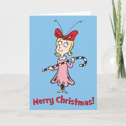 Grinch  Cindy_Lou Who _ Holding Candy Cane Holiday Card