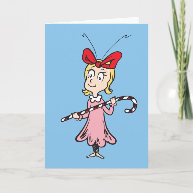 Grinch | Cindy-Lou Who - Holding Candy Cane Holiday Card (Front)