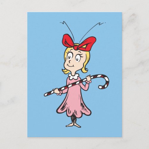 Grinch  Cindy_Lou Who _ Holding Candy Cane Postcard