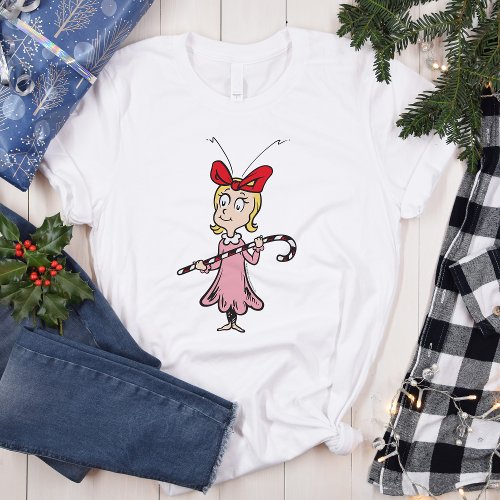 Grinch  Cindy_Lou Who _ Holding Candy Cane T_Shirt