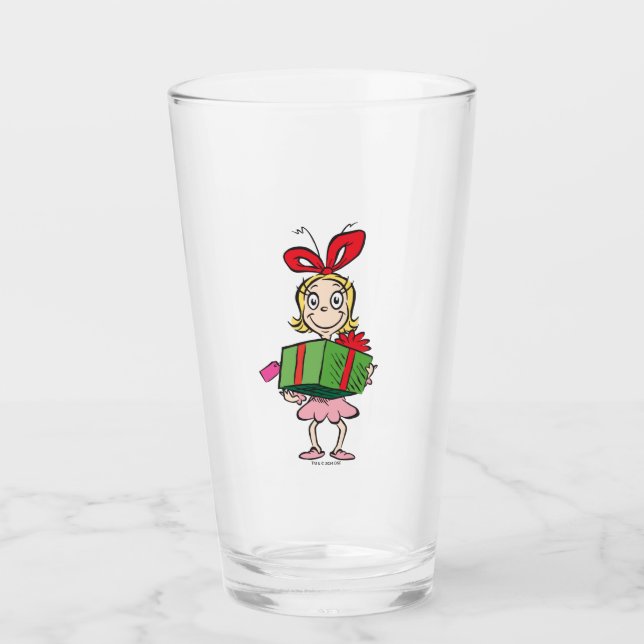 Grinch | Cindy-Lou Who - Holding Present Glass (Front)