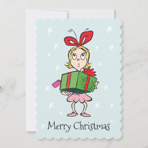 Grinch  Cindy_Lou Who _ Holding Present Holiday Card