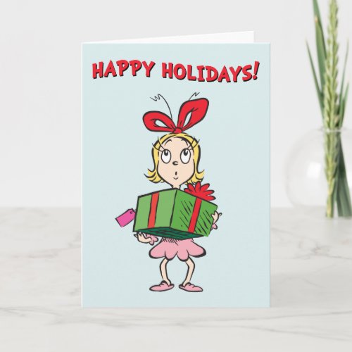 Grinch  Cindy_Lou Who _ Holding Present Holiday Card