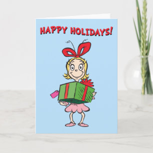 Grinch   Cindy-Lou Who Holding Present Holiday Card