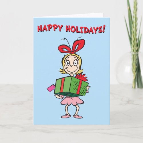 Grinch  Cindy_Lou Who _ Holding Present Holiday Card