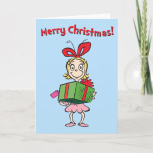 Grinch Cindy-Lou Who - Holding Present Holiday Card