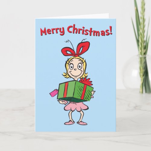 Grinch  Cindy_Lou Who _ Holding Present Holiday Card