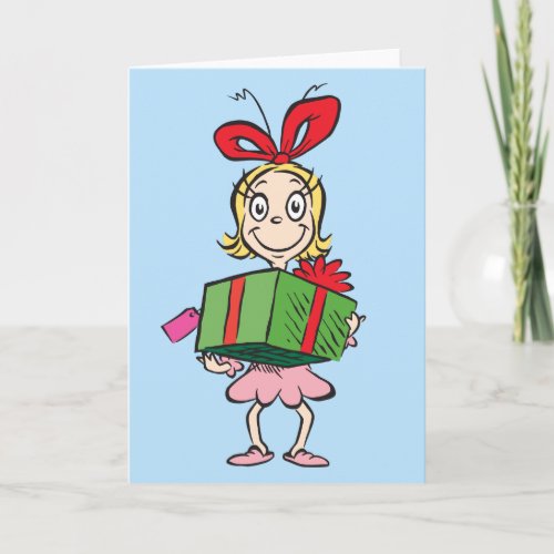 Grinch  Cindy_Lou Who _ Holding Present Holiday Card