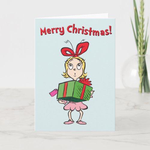 Grinch  Cindy_Lou Who _ Holding Present Holiday Card