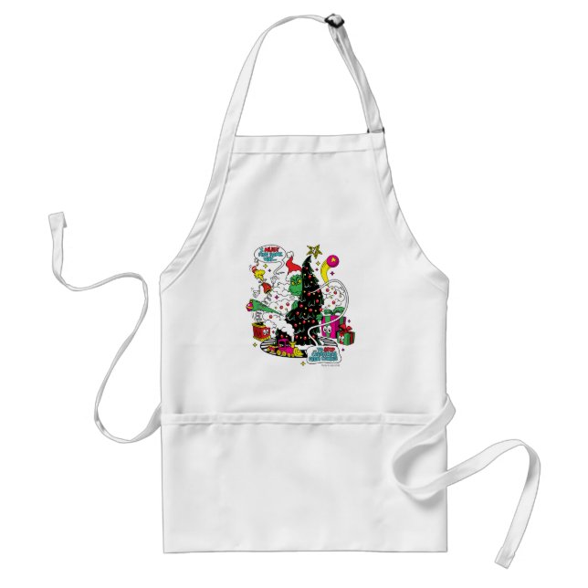 Grinch Colorful Christmas Graphic Adult Apron (Front)