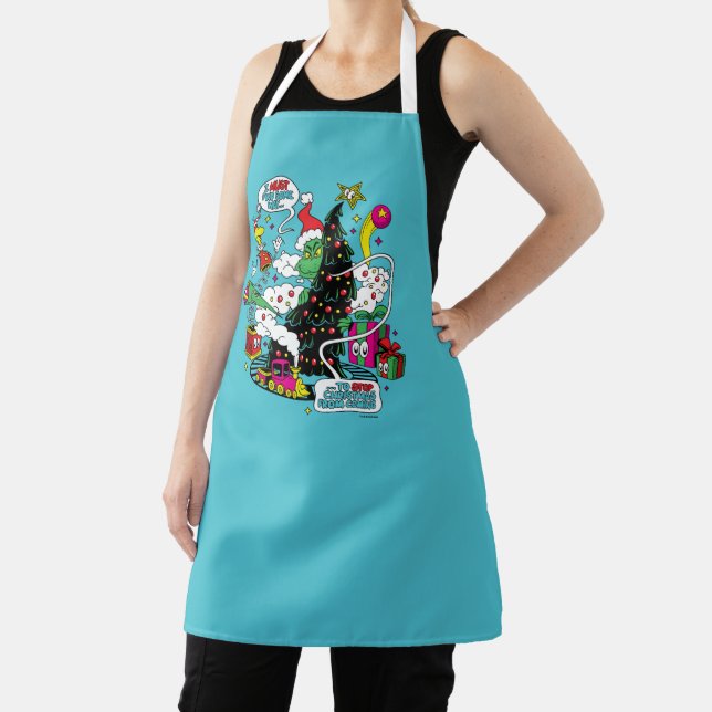 Grinch Colorful Christmas Graphic Apron (Insitu)