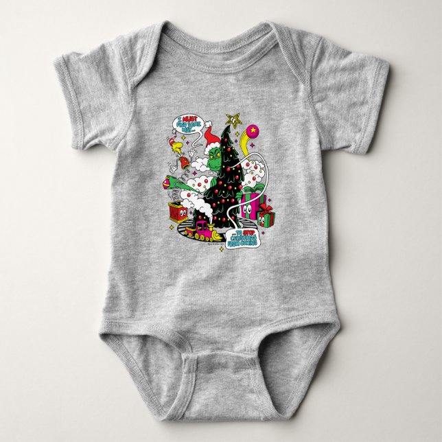 Grinch Colorful Christmas Graphic Baby Bodysuit (Front)