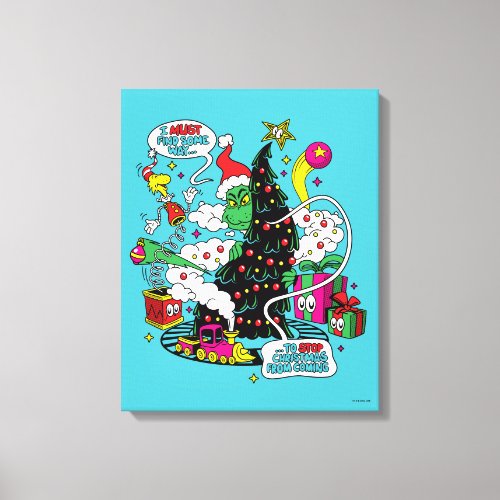 Grinch Colorful Christmas Graphic Canvas Print