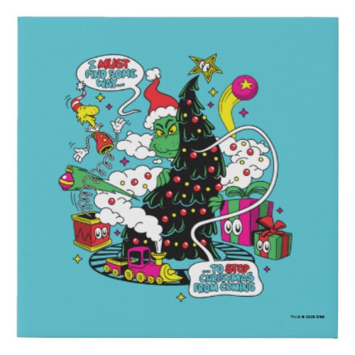 Grinch Colorful Christmas Graphic Faux Canvas Print