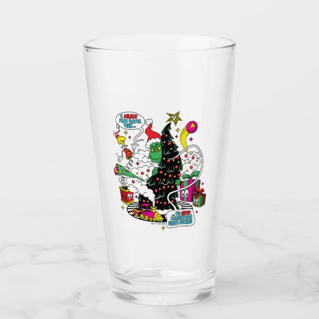 Grinch Colorful Christmas Graphic Glass (Front)
