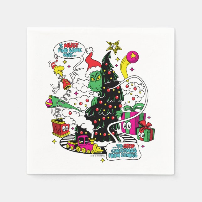 Grinch Colorful Christmas Graphic Napkins (Front)