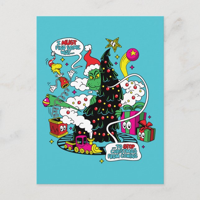 Grinch Colorful Christmas Graphic Postcard (Front)