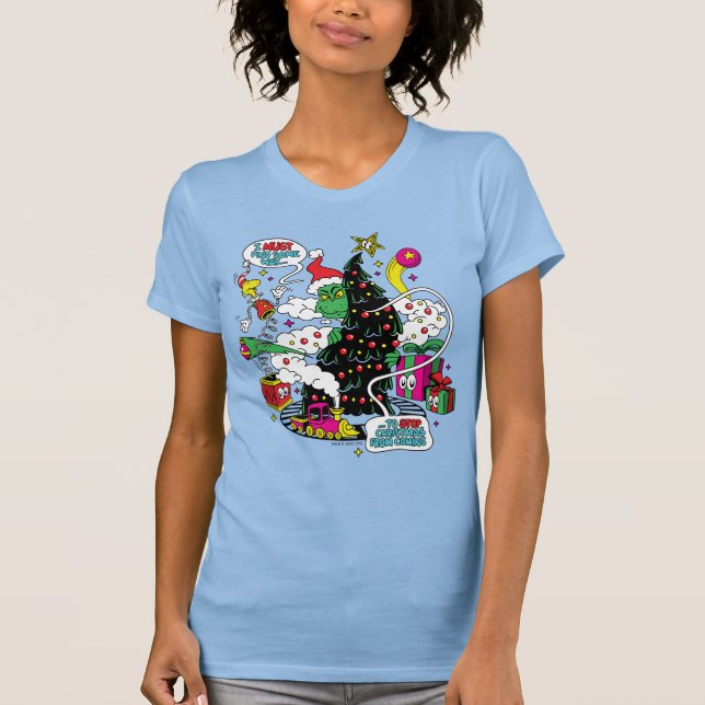 Grinch Colorful Christmas Graphic T-Shirt (Front)