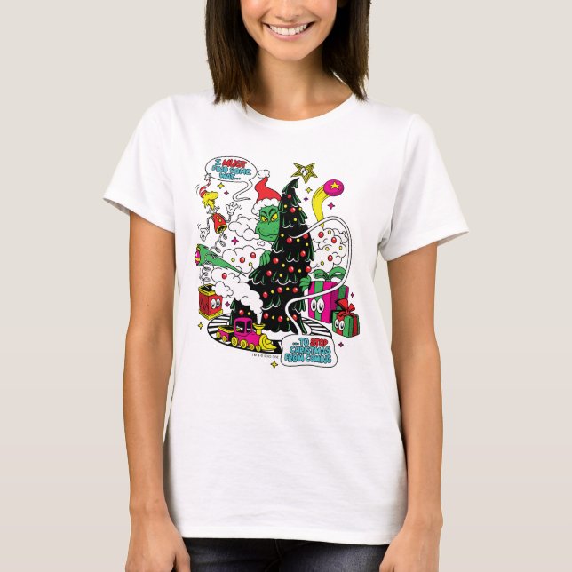 Grinch Colorful Christmas Graphic T-Shirt (Front)