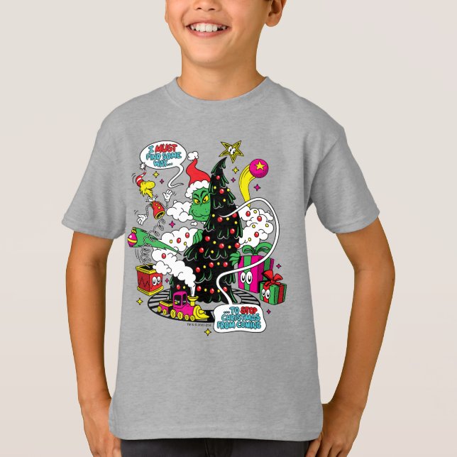 Grinch Colorful Christmas Graphic T-Shirt (Front)