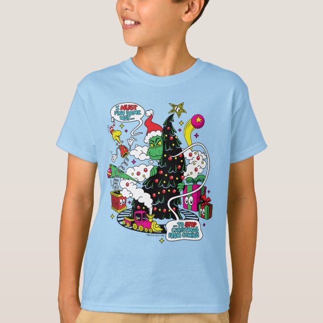 Grinch Colorful Christmas Graphic T-Shirt (Front)