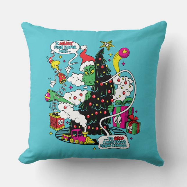 Grinch Colorful Christmas Graphic Throw Pillow (Front)