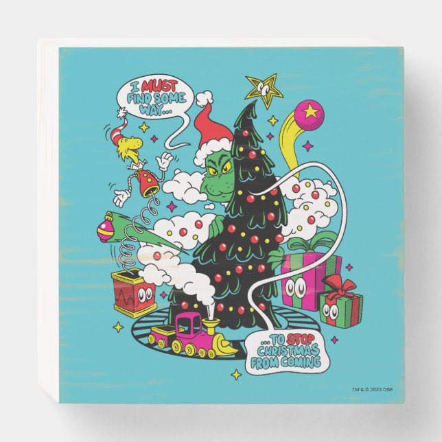 Grinch Colorful Christmas Graphic Wooden Box Sign (Front Horizontal)