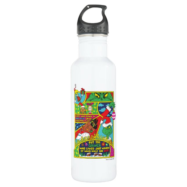 Grinch | Comic Graphic Stainless Steel Water Bottle (Front)