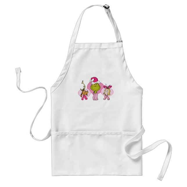 Grinch Crew in Pink Valentine's Portrait Adult Apron (Front)