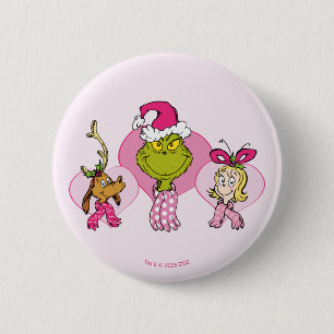 Grinch Crew in Pink Valentine's Portrait Button