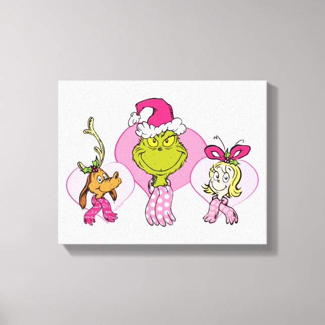 Grinch Crew in Pink Valentine's Portrait Canvas Print (Front)