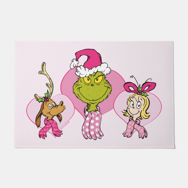 Grinch Crew in Pink Valentine's Portrait Doormat (Front)