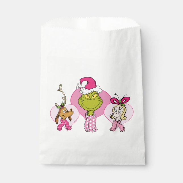 Grinch Crew in Pink Valentine's Portrait Favor Bag (Front)