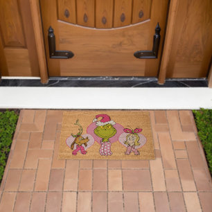 Grinch Crew in Pink Valentine's Portrait Fiber Doormat
