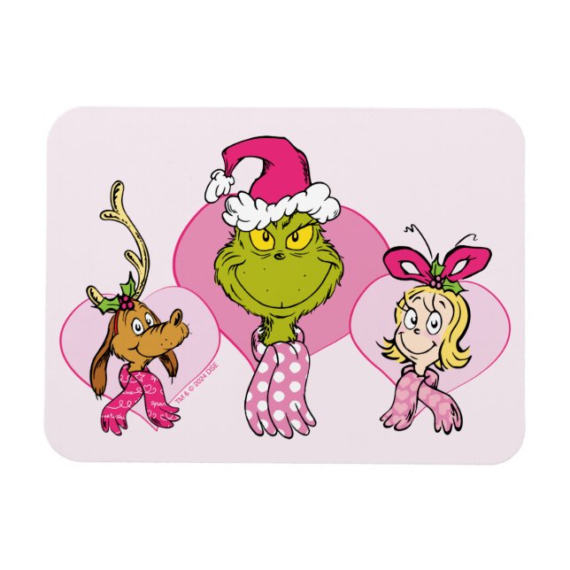 Grinch Crew in Pink Valentine's Portrait Magnet (Horizontal)