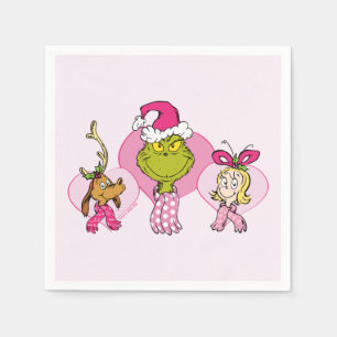 Grinch Crew in Pink Valentine's Portrait Napkins