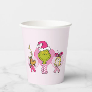 Grinch Crew in Pink Valentine's Portrait Paper Cups