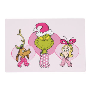 Grinch Crew in Pink Valentine's Portrait Placemat
