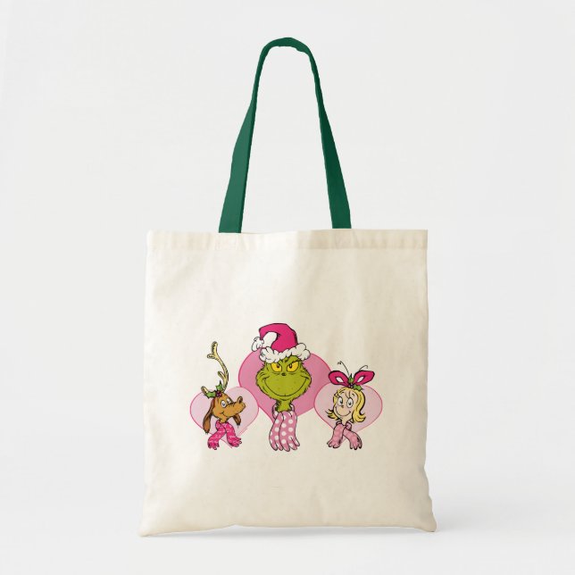 Grinch Crew in Pink Valentine's Portrait Tote Bag (Front)