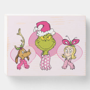 Grinch Crew in Pink Valentine's Portrait Wooden Box Sign