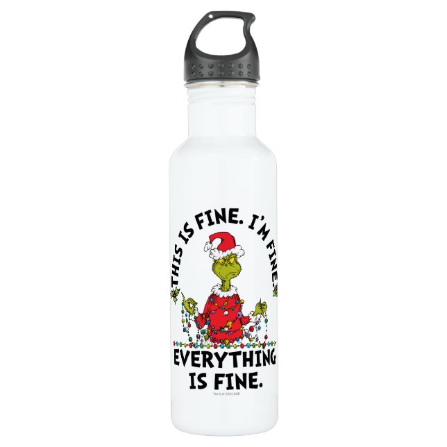 Grinch | Everything is Fine Stainless Steel Water Bottle (Front)