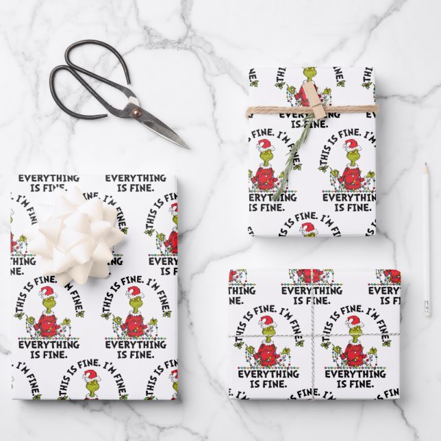 Grinch | Everything is Fine Wrapping Paper Sheets (Front)