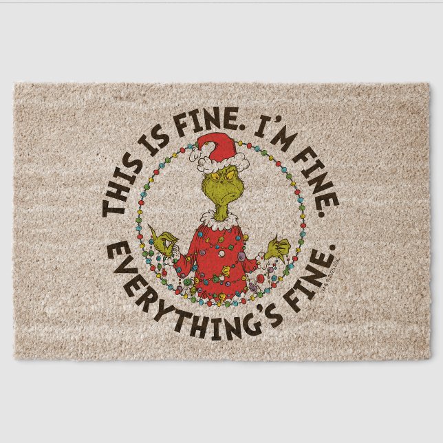 Grinch | Everything's Fine Fiber Doormat (Front)